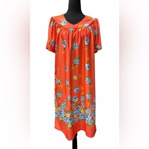 Lati Fashion Vibrant Cottagecore Floral Print Midi Loungewear Dress by– Size L